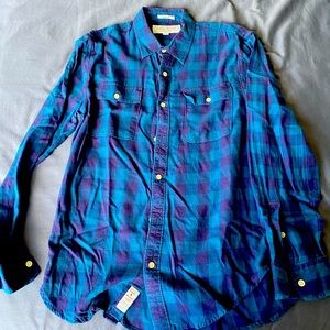 EUC Lucky Brand casual navy + purple western shirt
